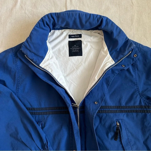 Vintage Nautica Lightweight Blue Jacket with Hidden Hoodie Size Medium - Picture 4 of 13